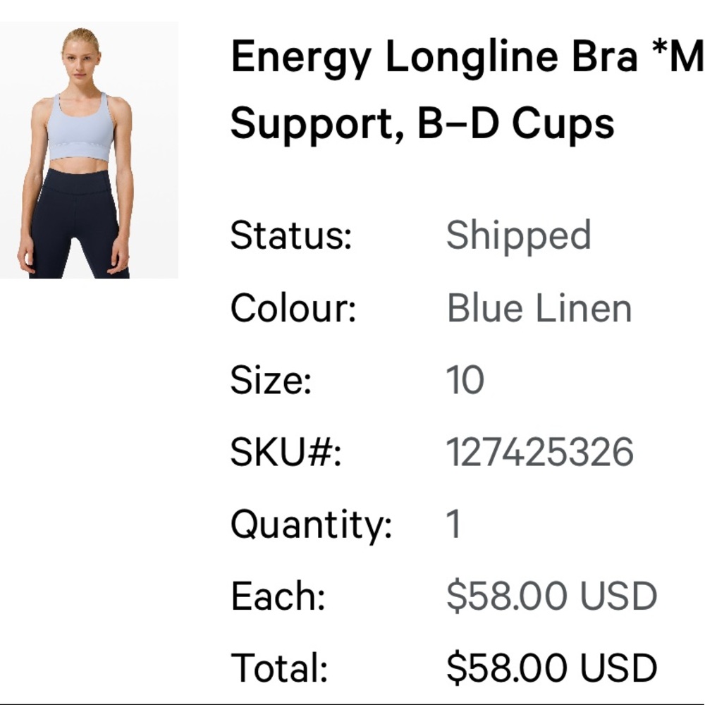 Lululemon Energy Longline Bra